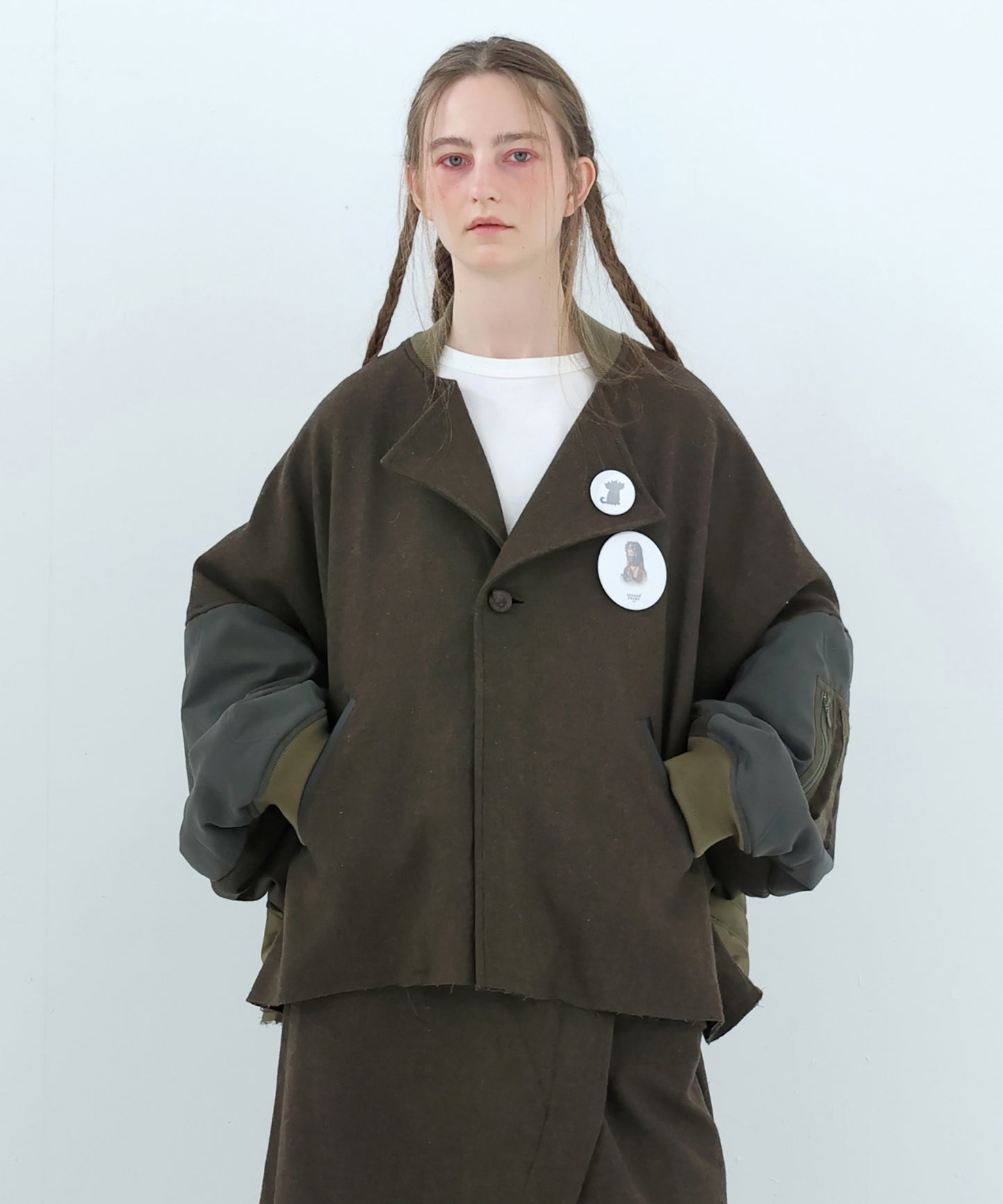 Dreamin' Mix Poncho Short Coat