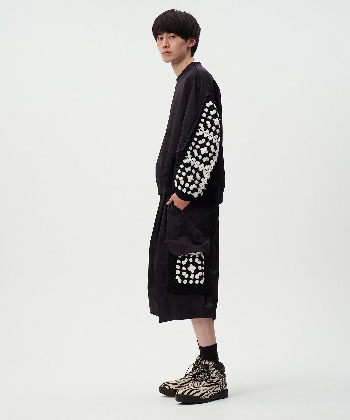 KAJIF NYLON CROCHET SLEEVE PULLOVER