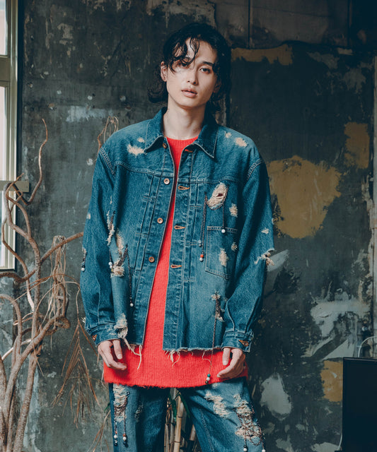 CHAIN DAMEGE DENIM JACKET