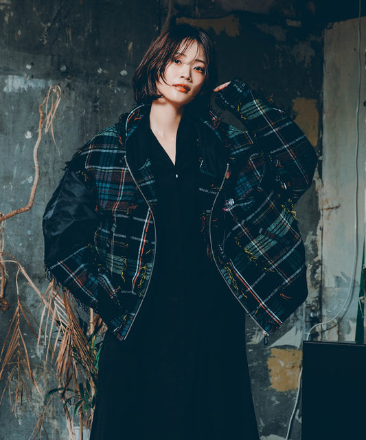 FRINGE WOOL MIX HOODED BLOUSON