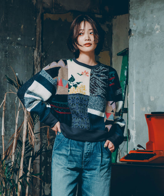 SWITCHING KNIT P/O  (LADYS SIZE)