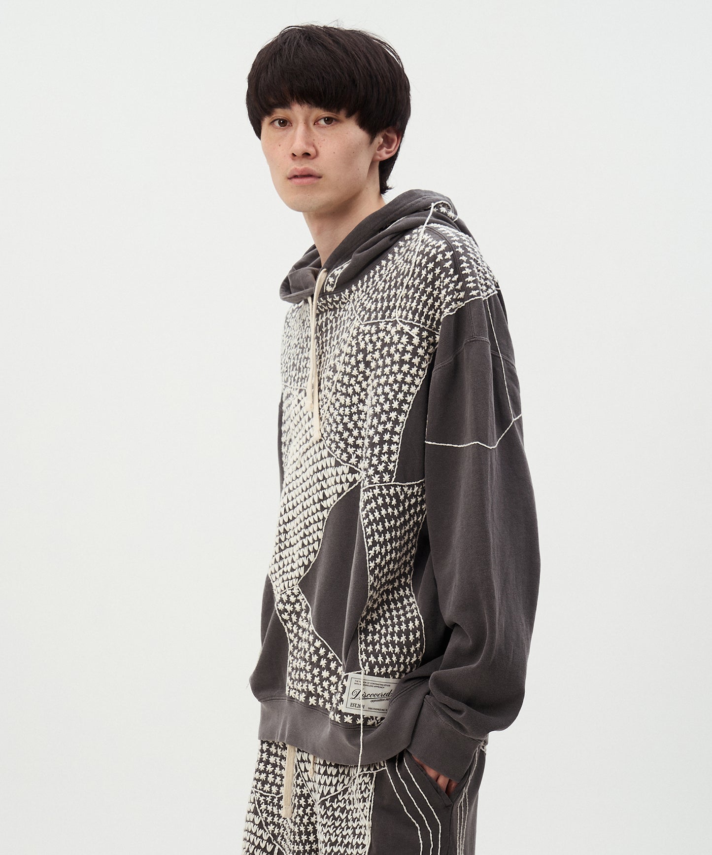 SASHIKO DAMAGE PULLOVER HOODIE