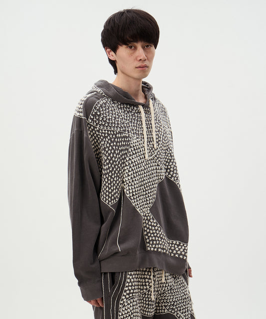 SASHIKO DAMAGE PULLOVER HOODIE