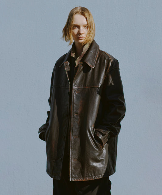 LEATHER CAR COAT