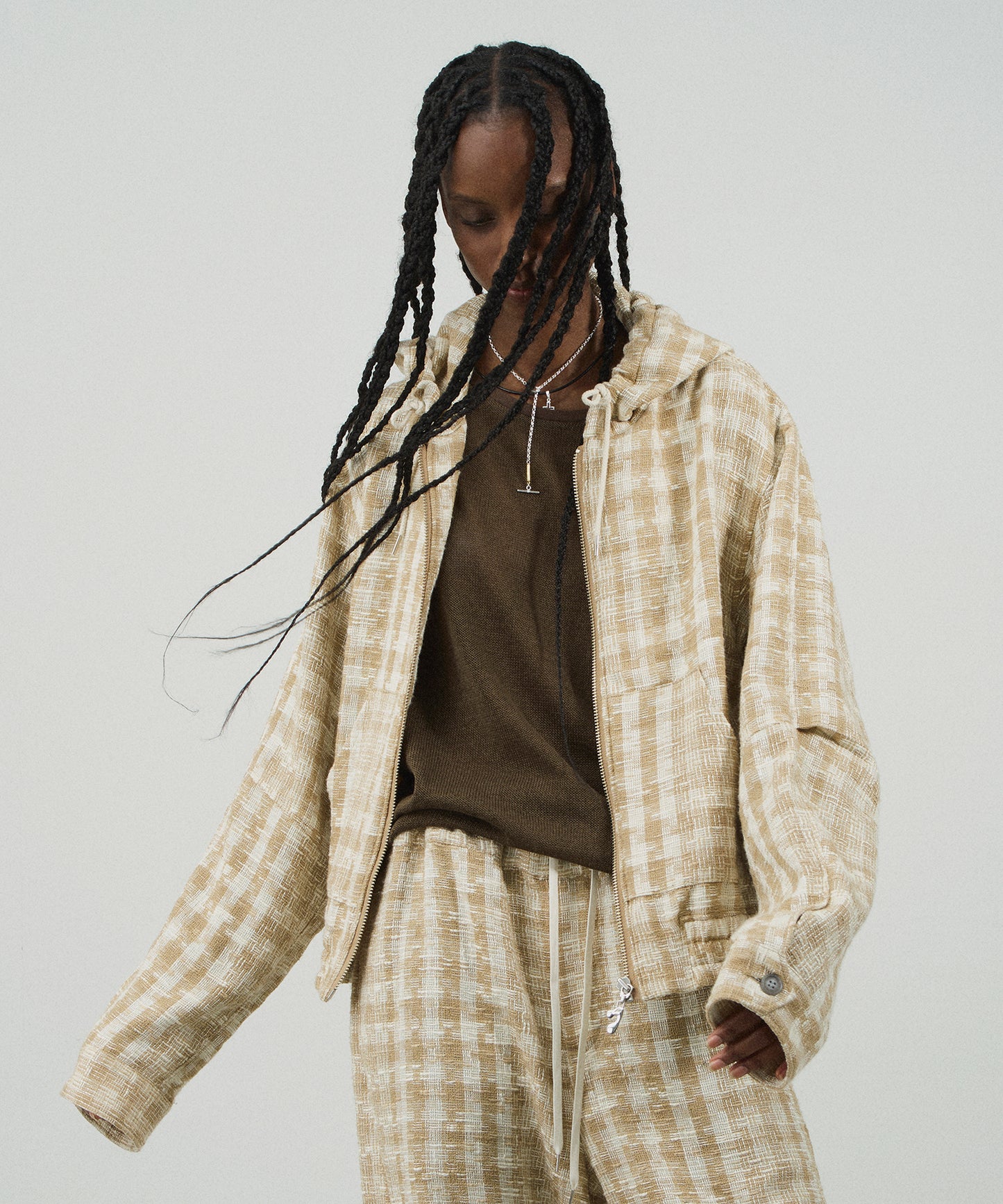 GINGHAM ZIP PARKA