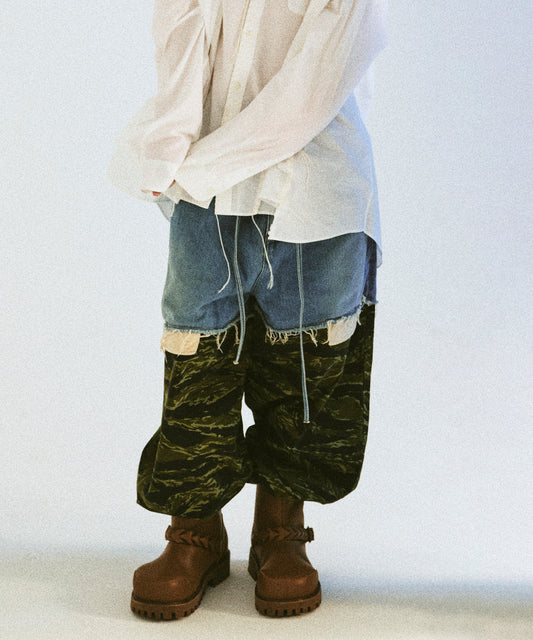 LAYERED ARMY DENIM PANTS