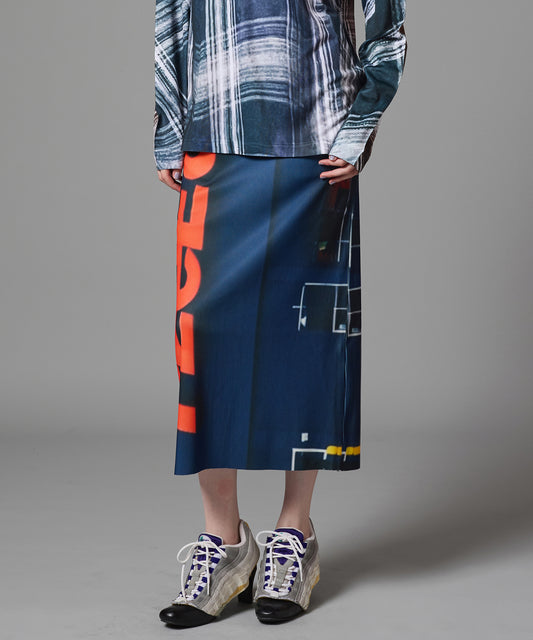 PRINT RIB SKIRT