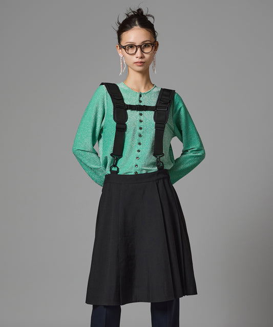 2WAY SHOULDER GIMMICK PLEATS SKIRT