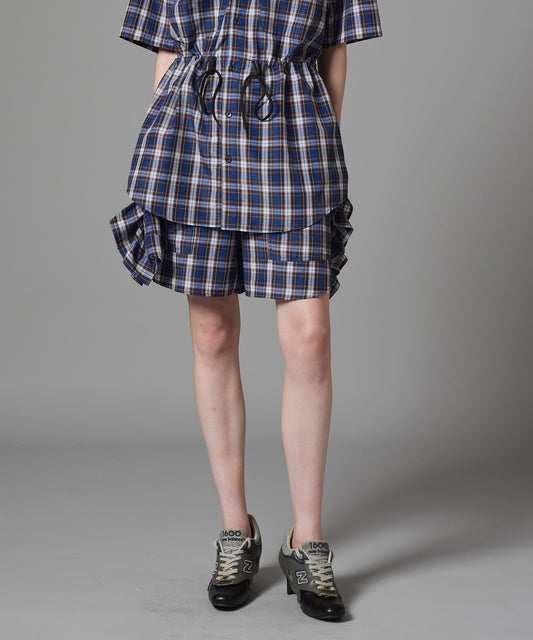 CHECK FRILL TRUCK SHORTS