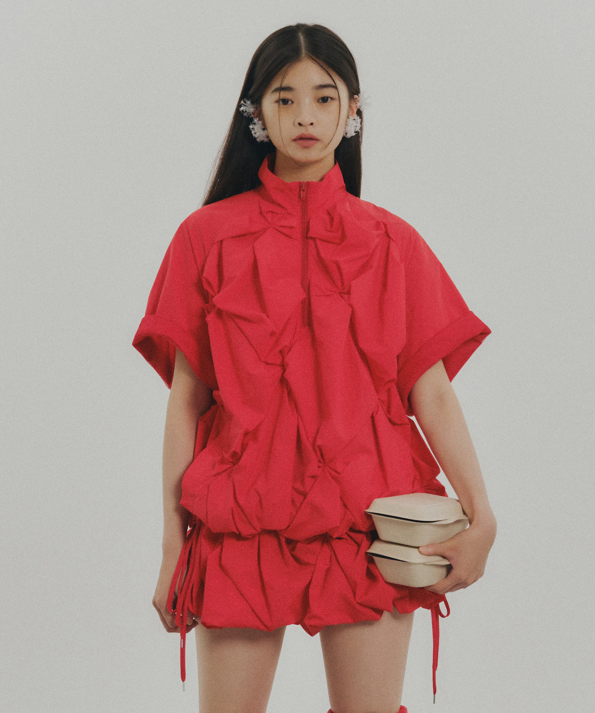 2WAY FLOWER SMOCKING ANORAK