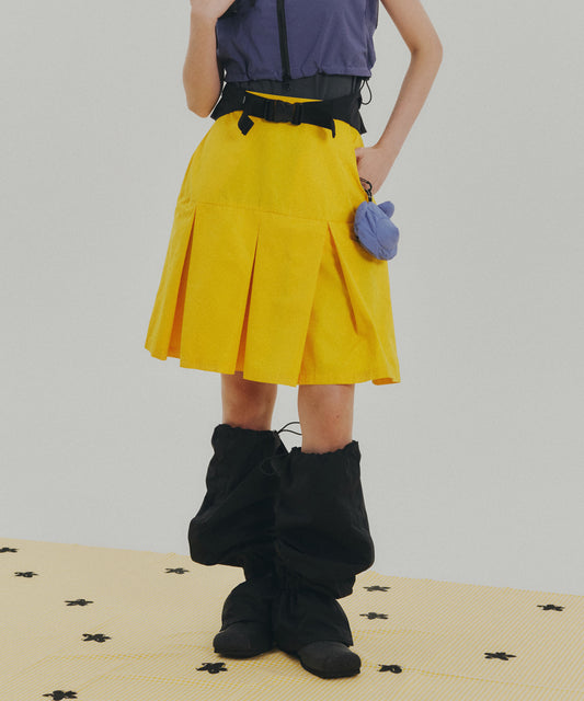LAMINATED TAFFETA PLEATS MINI SKIRT