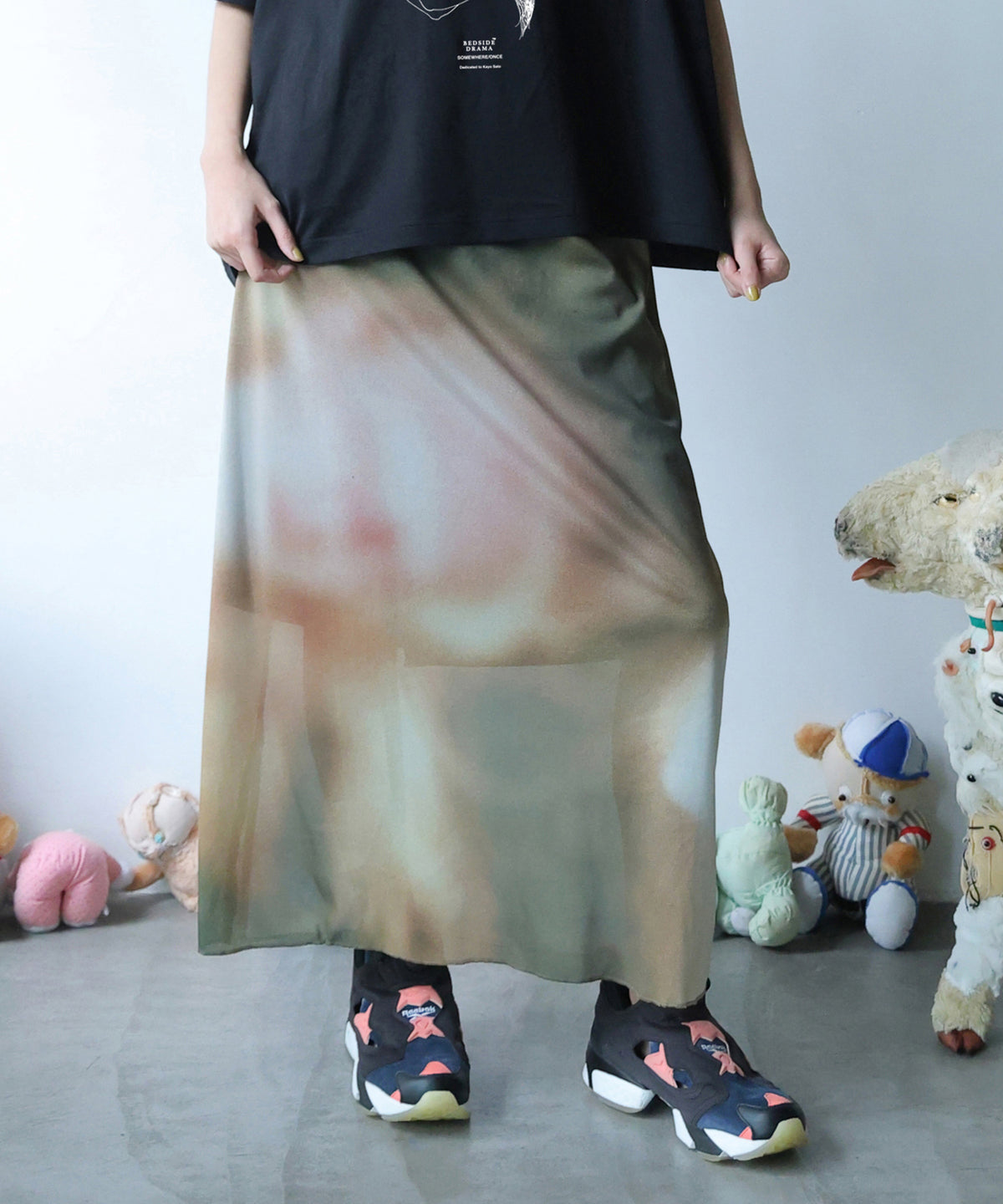 DIM PRINT LONG SKIRT