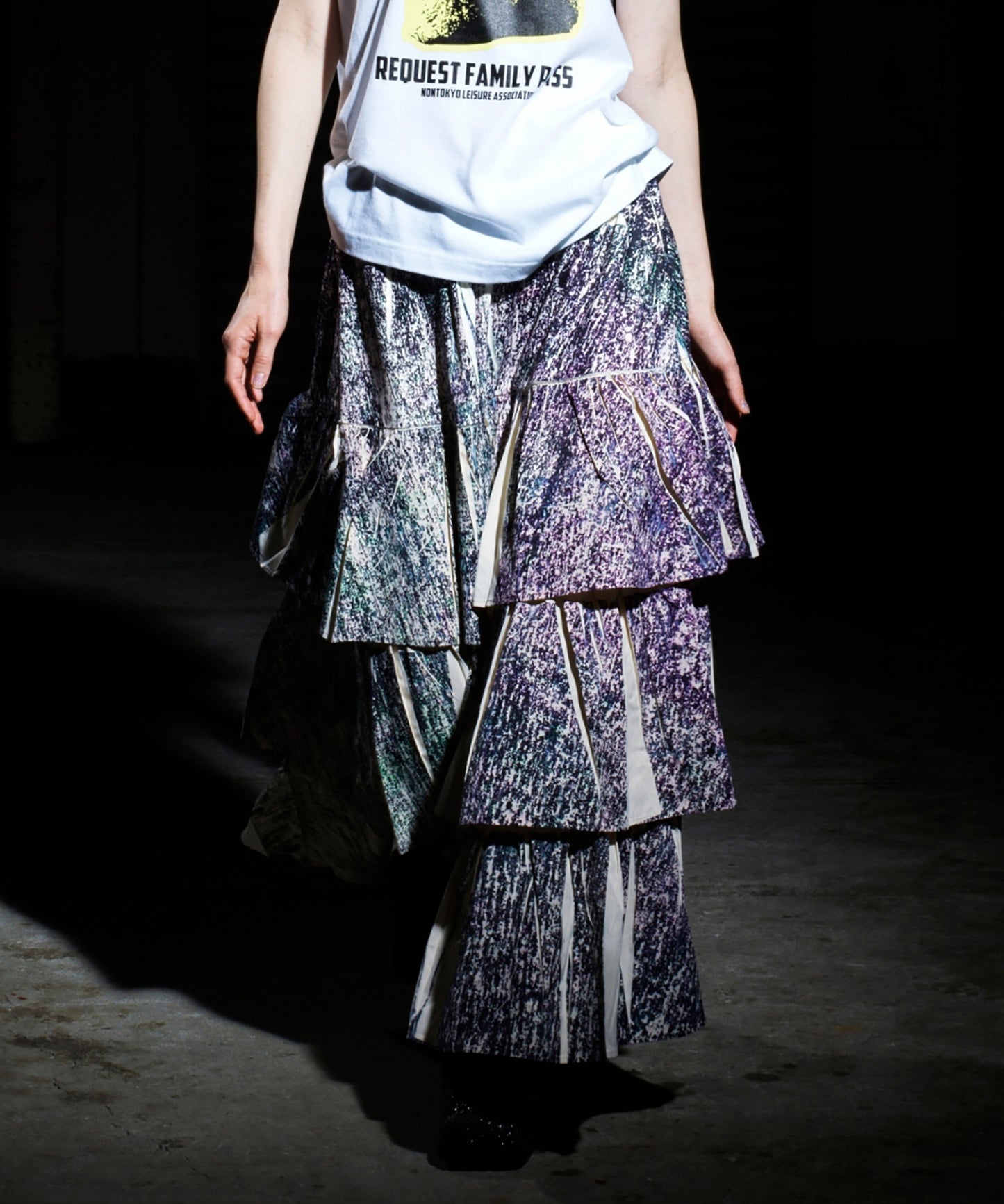 DIRECT PRINT RIB GATHER LONG SKIRT【商品納期 3月下旬】