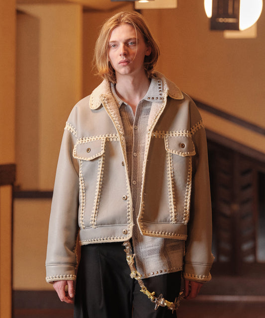 HAND KNITTING BOA BLOUSON