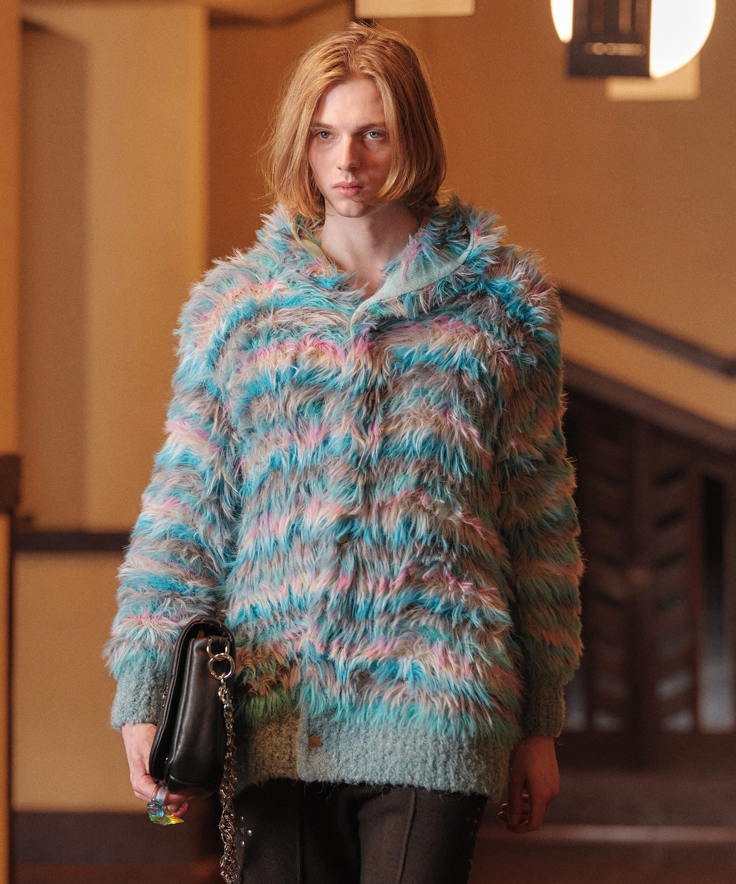 MULTI BORDER HOODIE KNIT