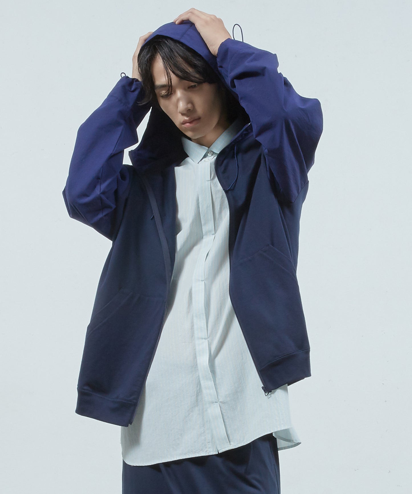 シャツ切替Zipパーカー