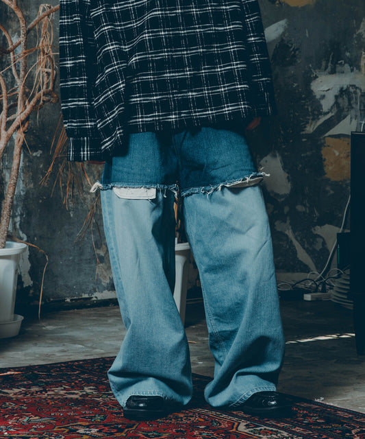 LAYERED DENIM PANTS