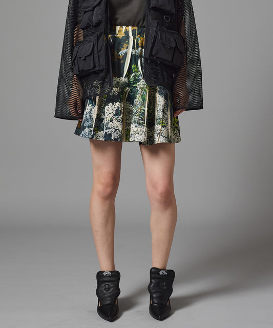 DIRECT PRINT RIB GATHER MINI SKIRT