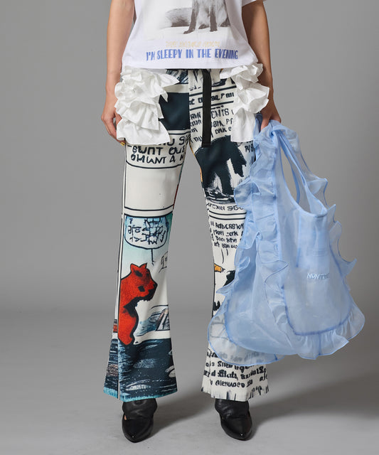 PRINT RIB FLARE PANTS