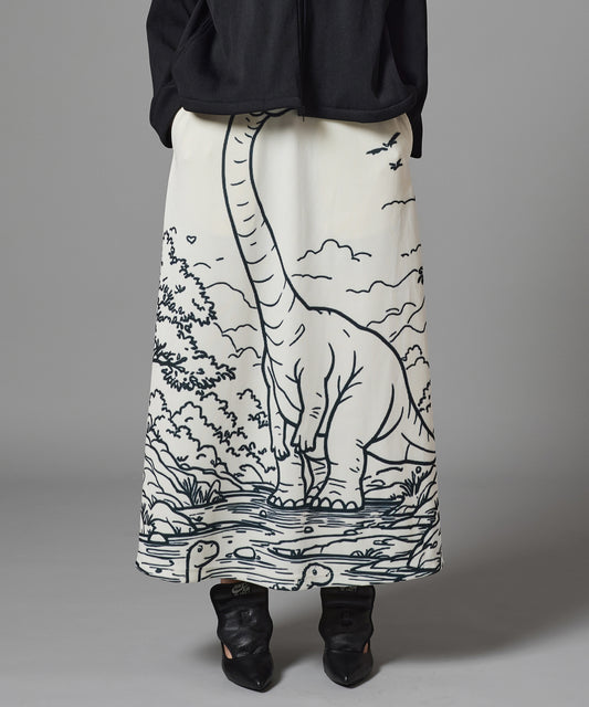 PRINT RIB LONG SKIRT