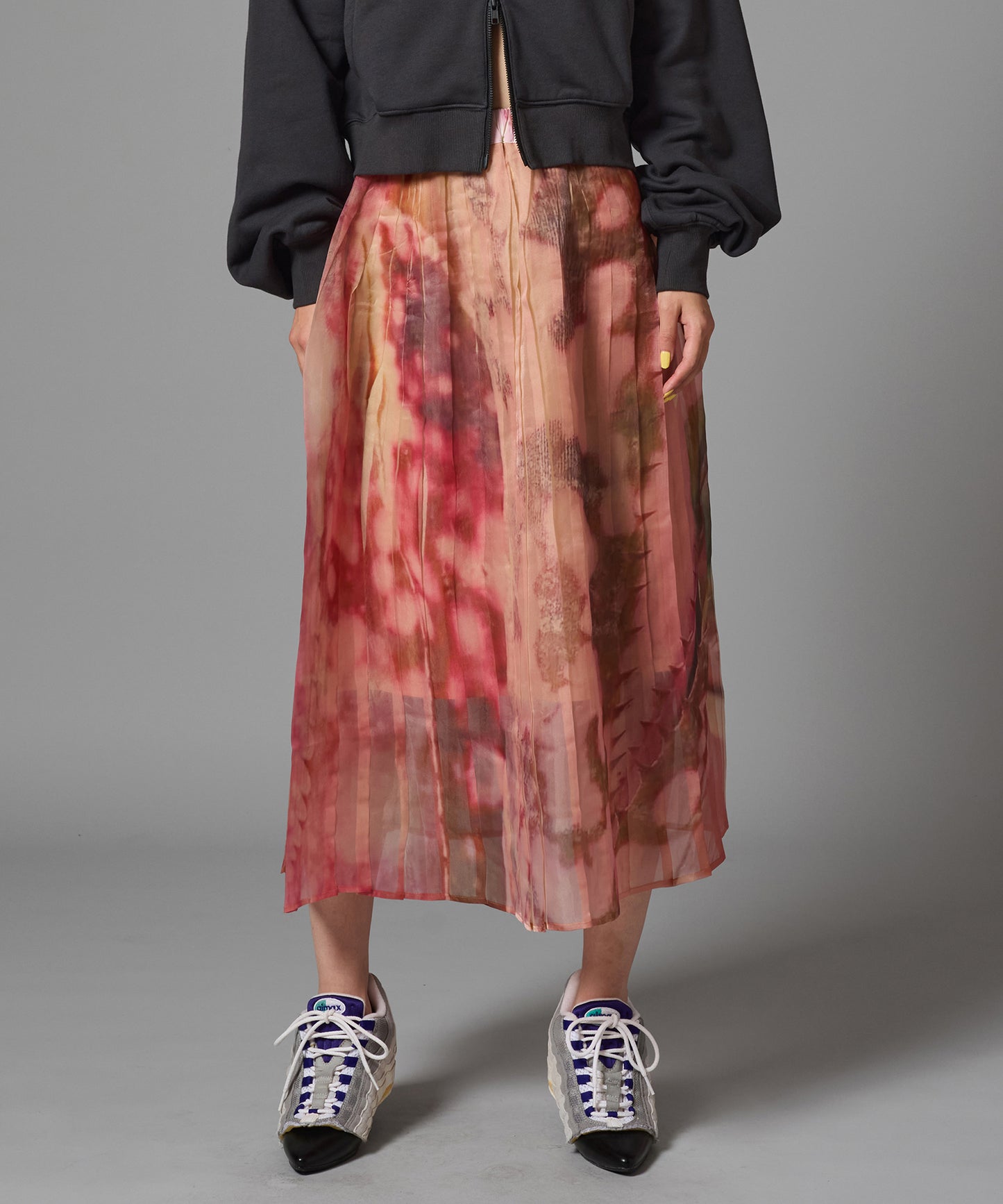DIRECT PRINT SHEER PLEATS SKIRT
