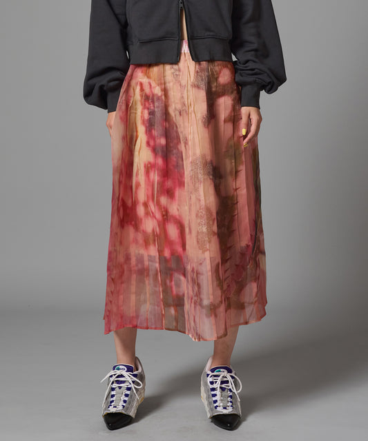 DIRECT PRINT SHEER PLEATS SKIRT