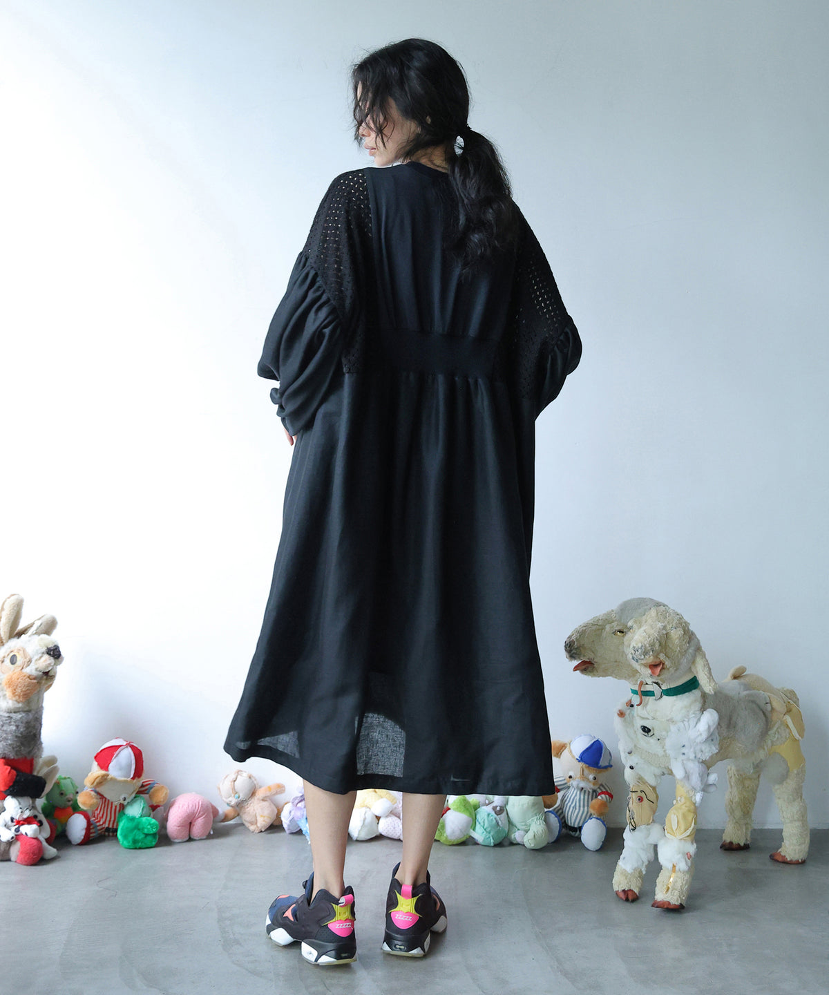 MIXTURE MEMORY DRESS　SILK SCREEN