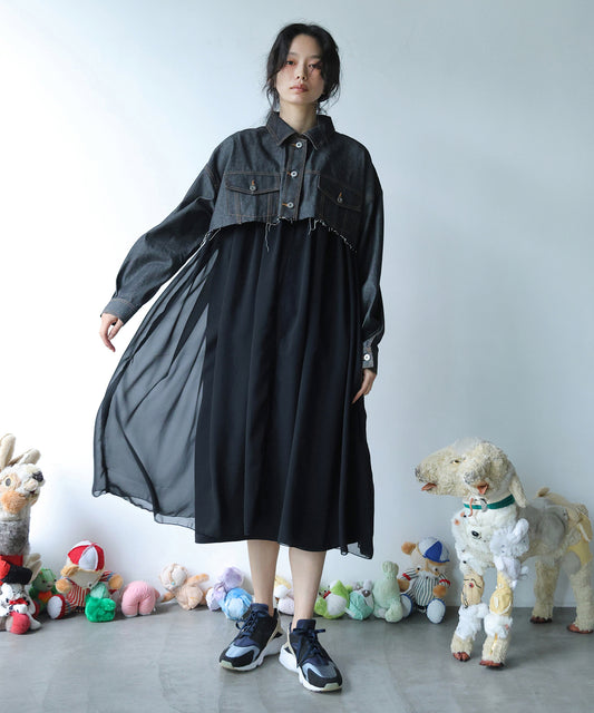 RAW-EDGE DENIM COAT