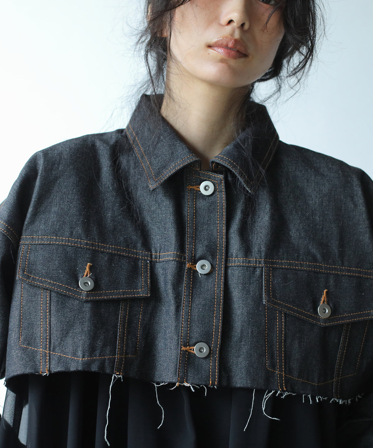 RAW-EDGE DENIM COAT