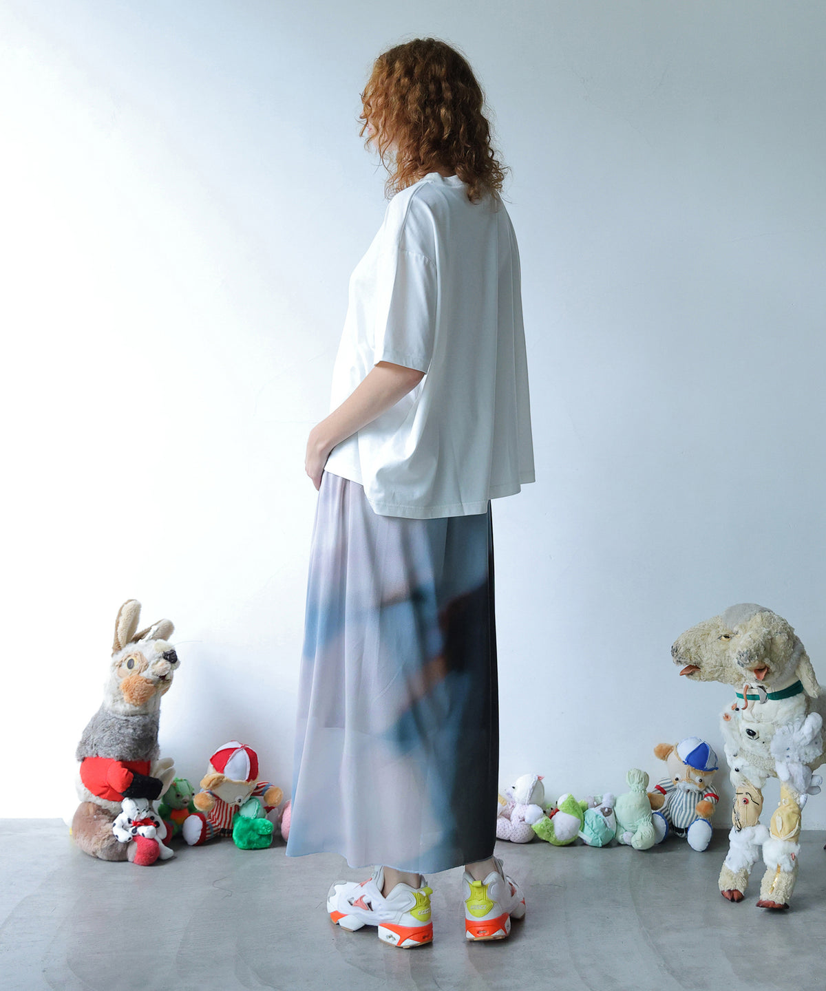 DIM PRINT LONG SKIRT