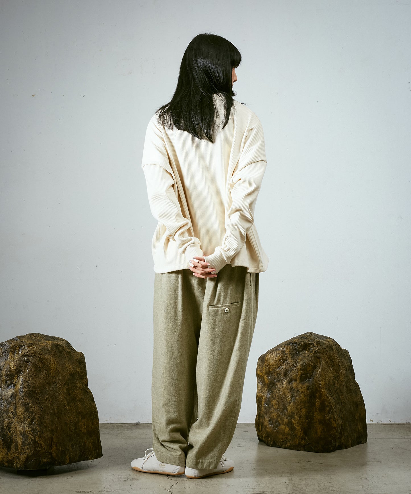 縮絨ウールタックワイドPT 【納期10月下旬】