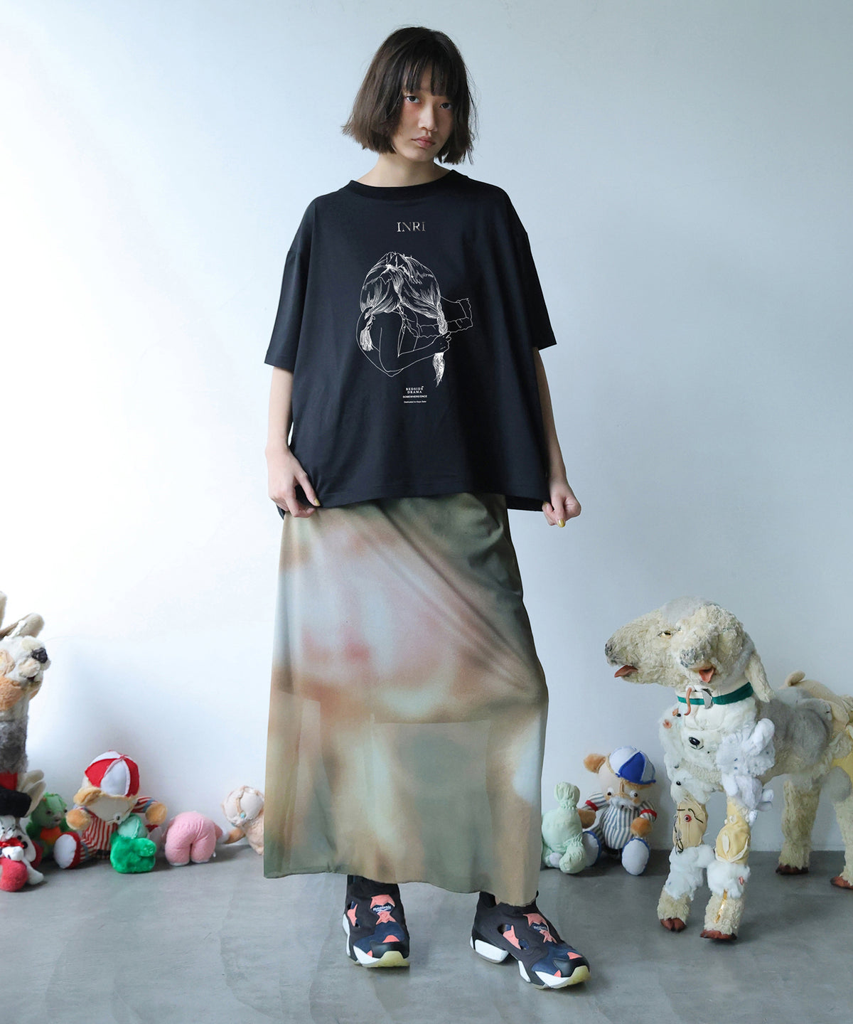 DIM PRINT LONG SKIRT