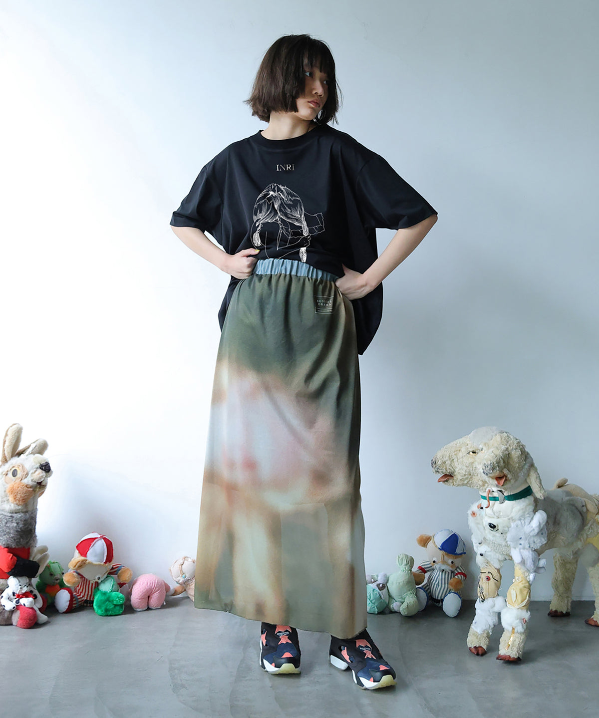 DIM PRINT LONG SKIRT