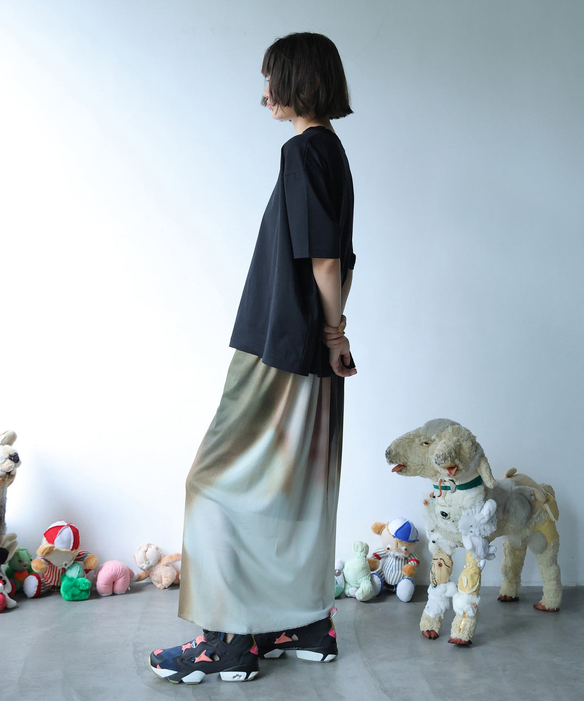 DIM PRINT LONG SKIRT