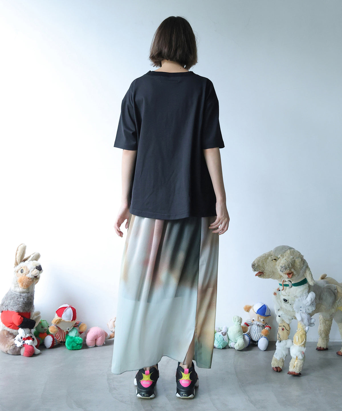 DIM PRINT LONG SKIRT