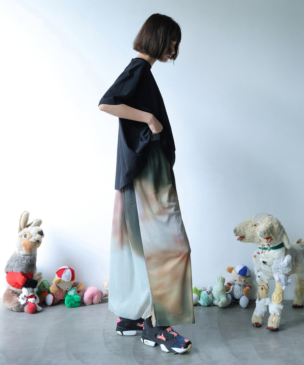DIM PRINT LONG SKIRT