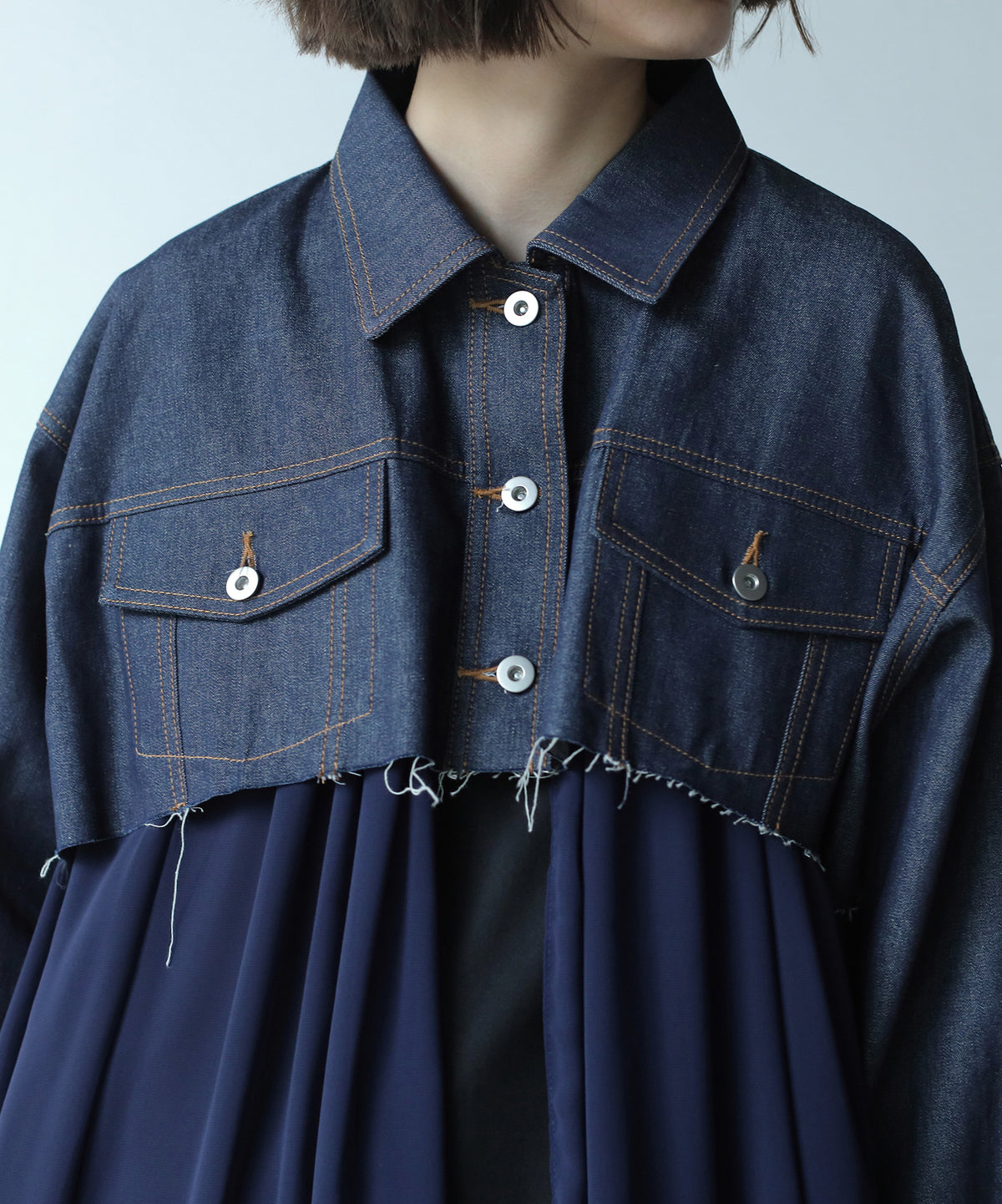 RAW-EDGE DENIM COAT