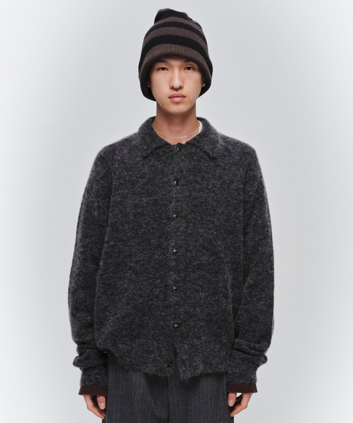 LAYERED MOHAIR KNIT SHIRT