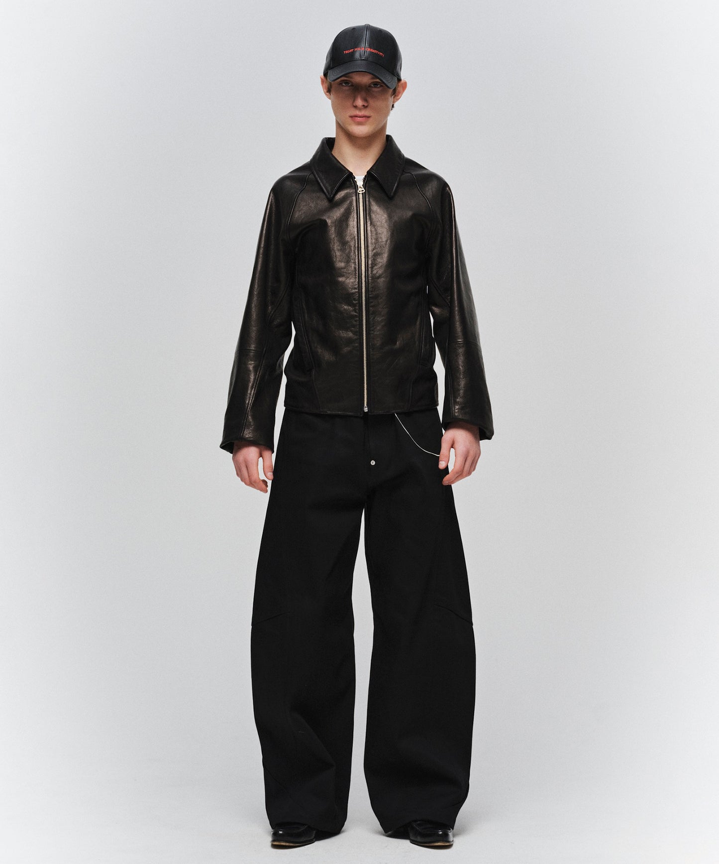 DRAPING LEATHER JACKET