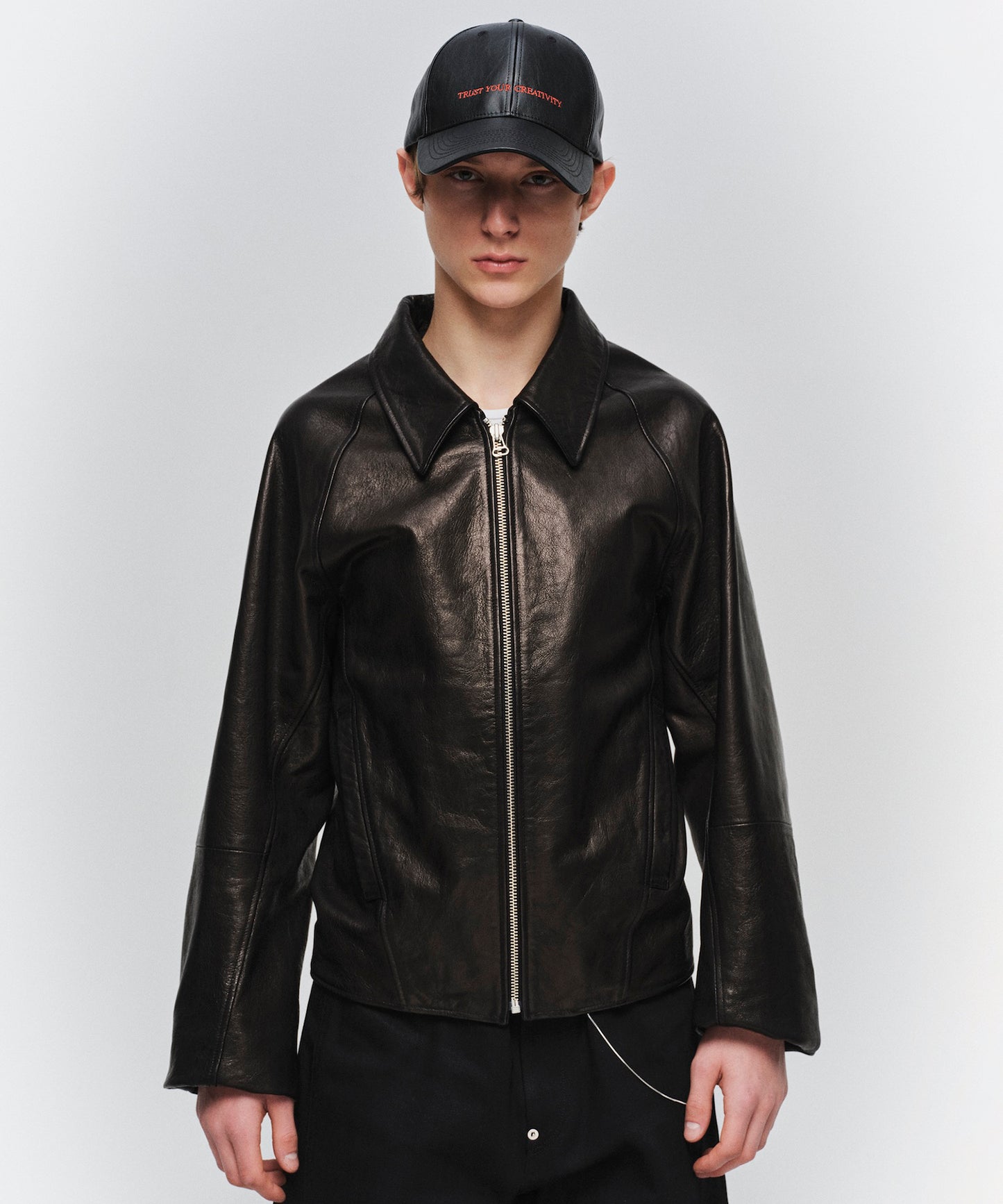 DRAPING LEATHER JACKET