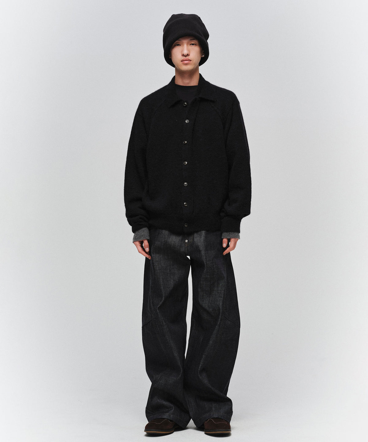 LAYERED MOHAIR KNIT SHIRT