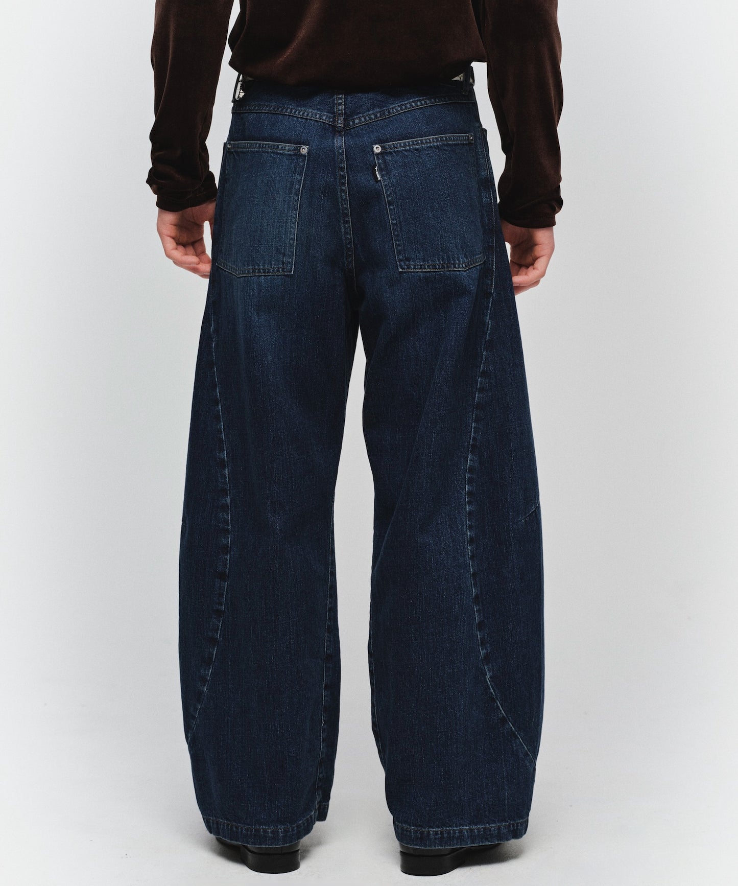 VINTAGE-FEEL DRAPED DENIM PANTS