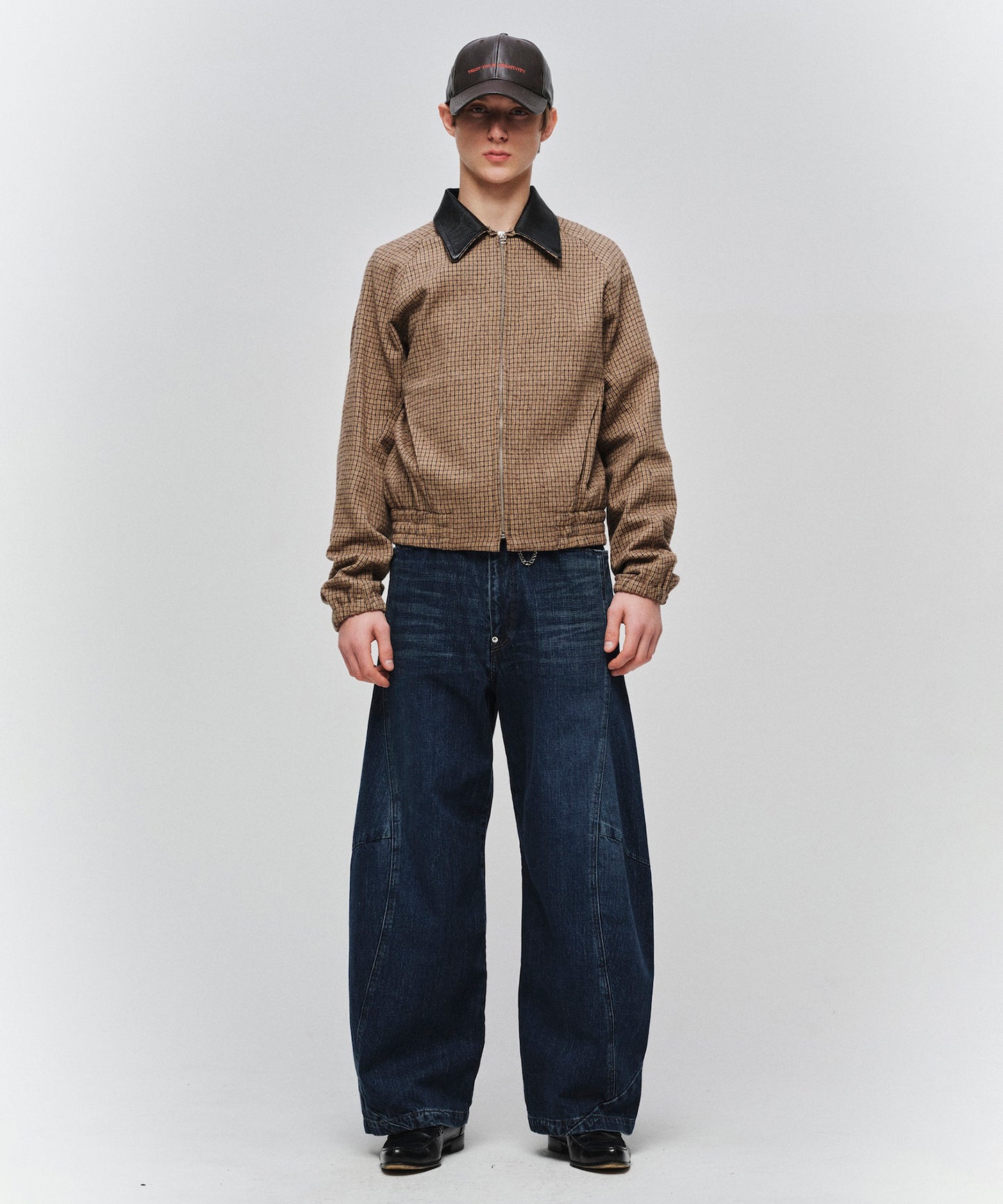 VINTAGE-FEEL DRAPED DENIM PANTS