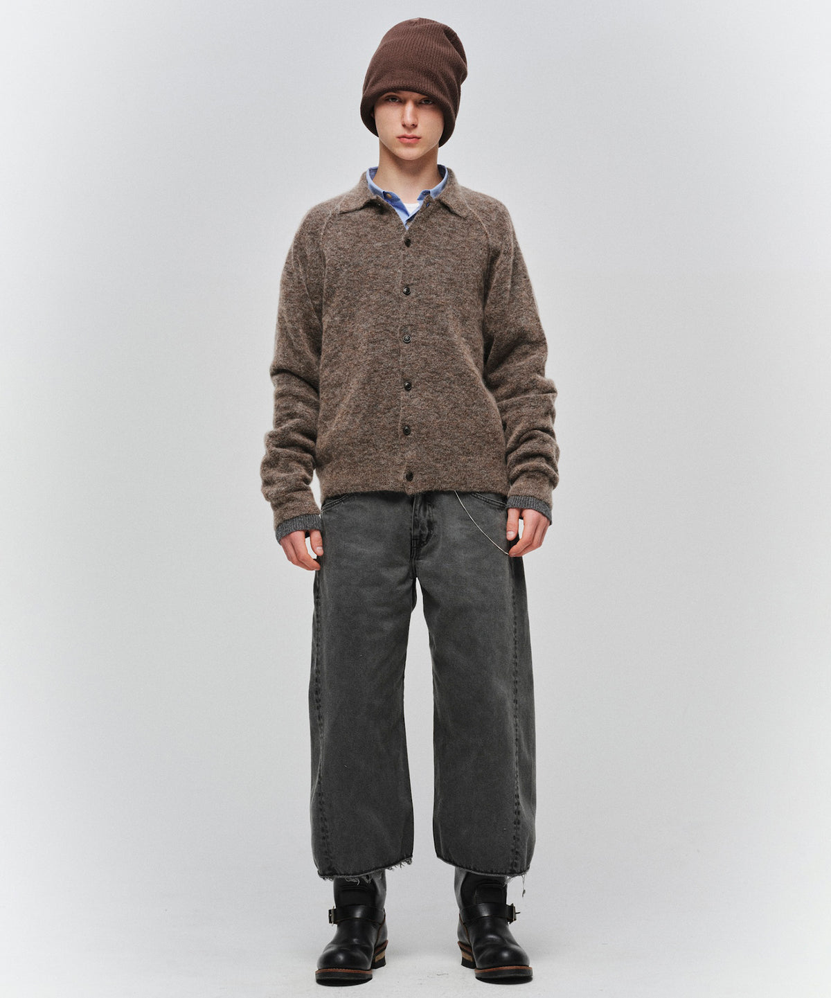 LAYERED MOHAIR KNIT SHIRT