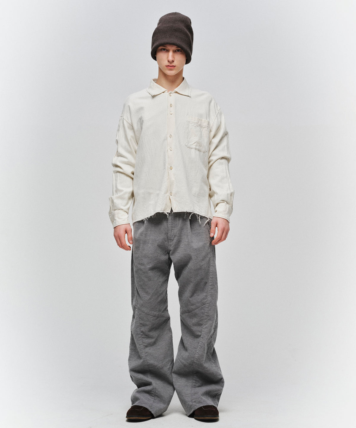 COTTON SILK CUT-OFF SHORT SHIRT