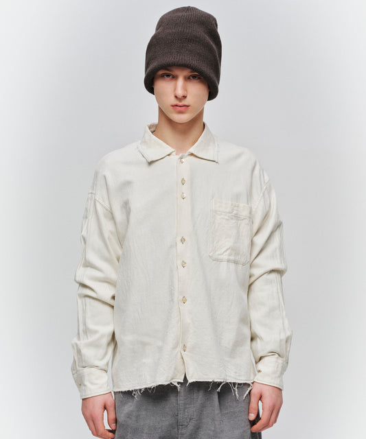 COTTON SILK CUT-OFF SHORT SHIRT