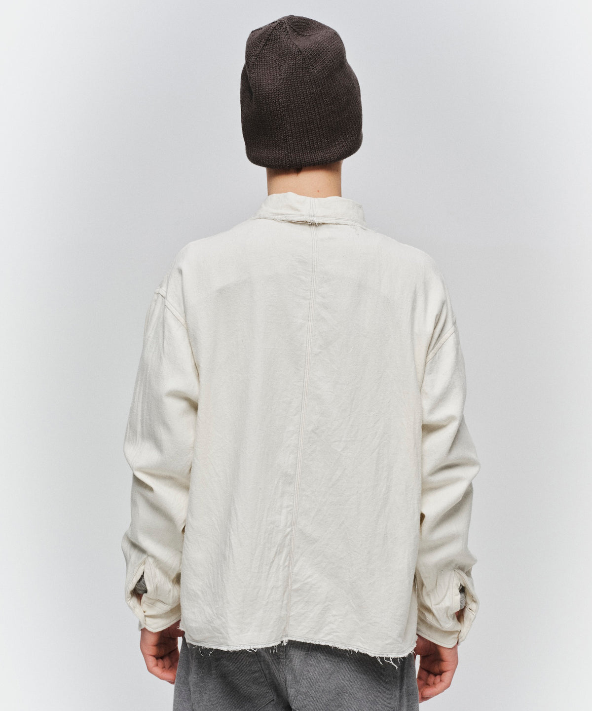 COTTON SILK CUT-OFF SHORT SHIRT