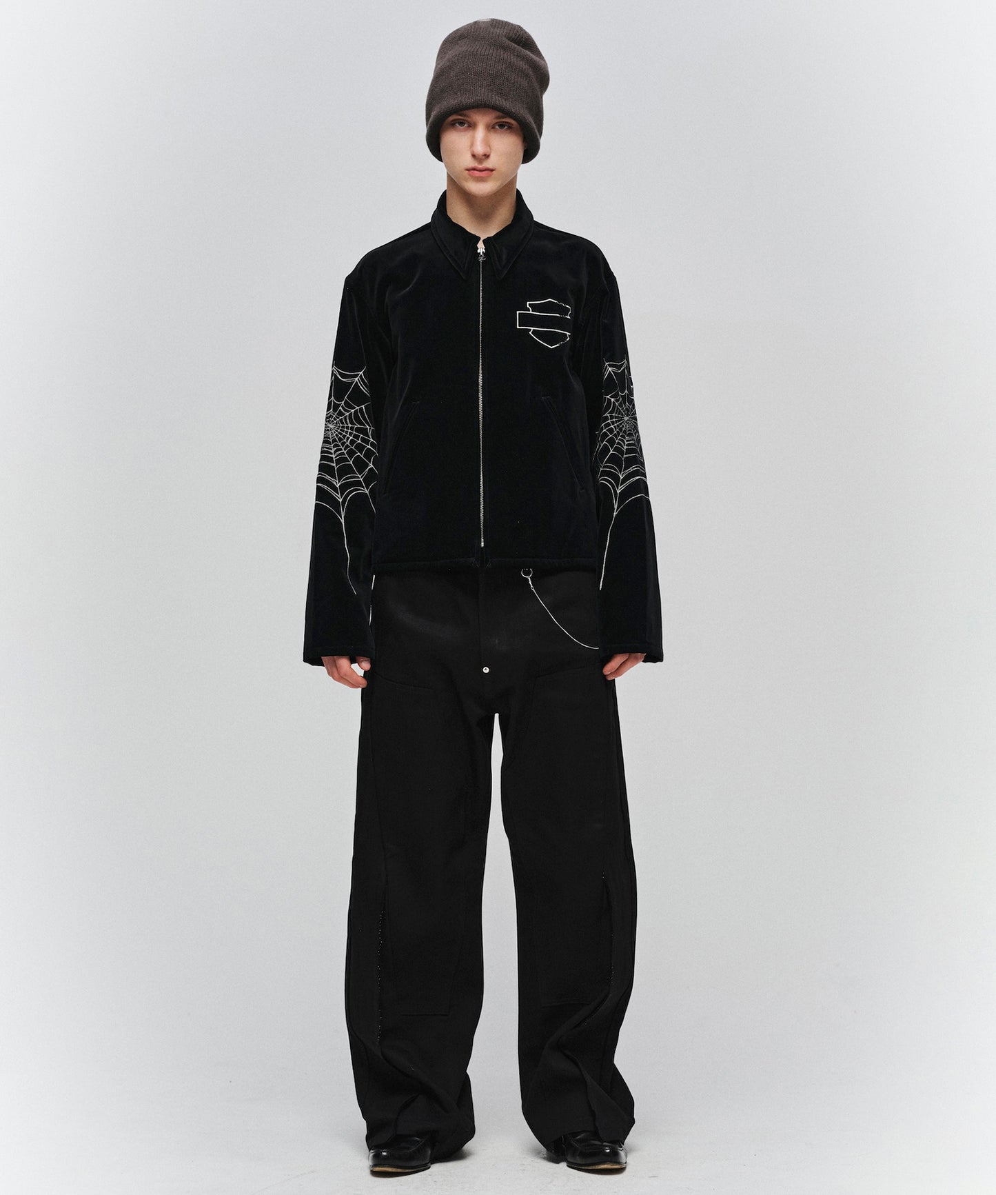 CUT OFF DOUBLE KNEE DENIM PANTS