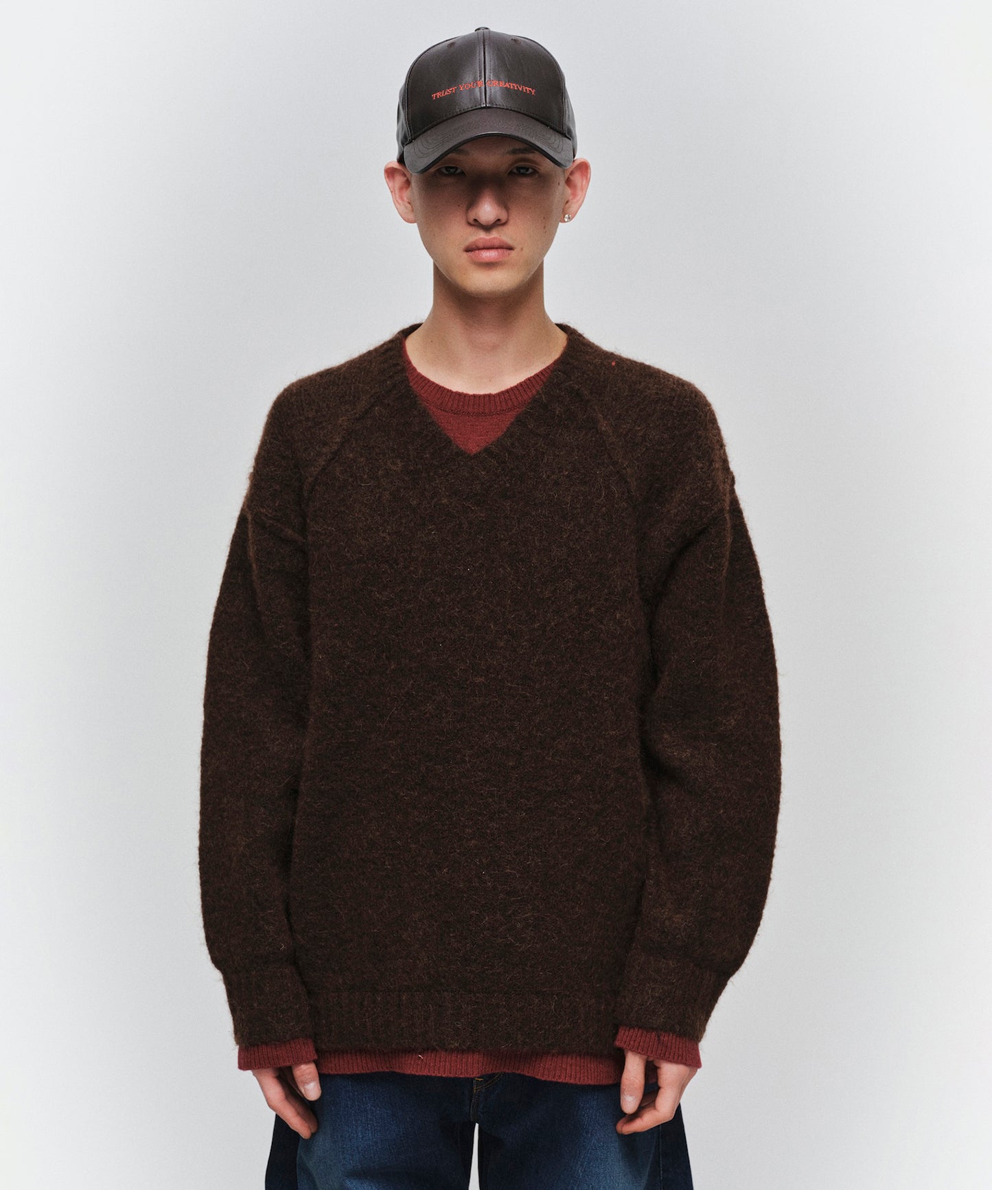 LAYERED MOHAIR V-NECK SWEATER