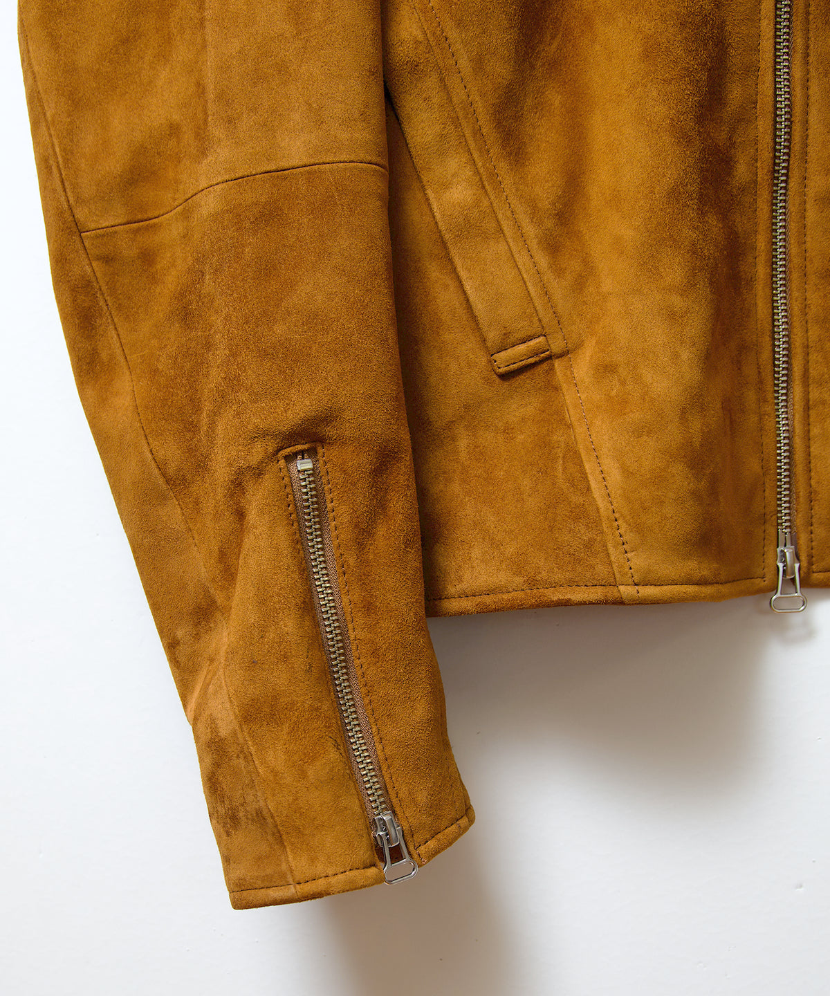 NUBUCK DRAPING LEATHER JACKET